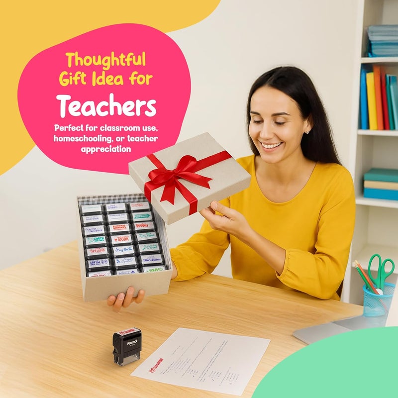 Promot Teacher Stamp - Self Inking Teacher Stamps for Kids, Classroom, or Homeschool Use - Encouraging “Please Correct and Return” Feedback Tool for Teachers, Grading Stamps for Teachers & Rewards - Image 4